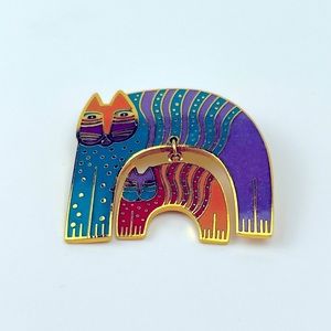 Laurel Burch “Mr. Jio’s Cat” cloisonné brooch
